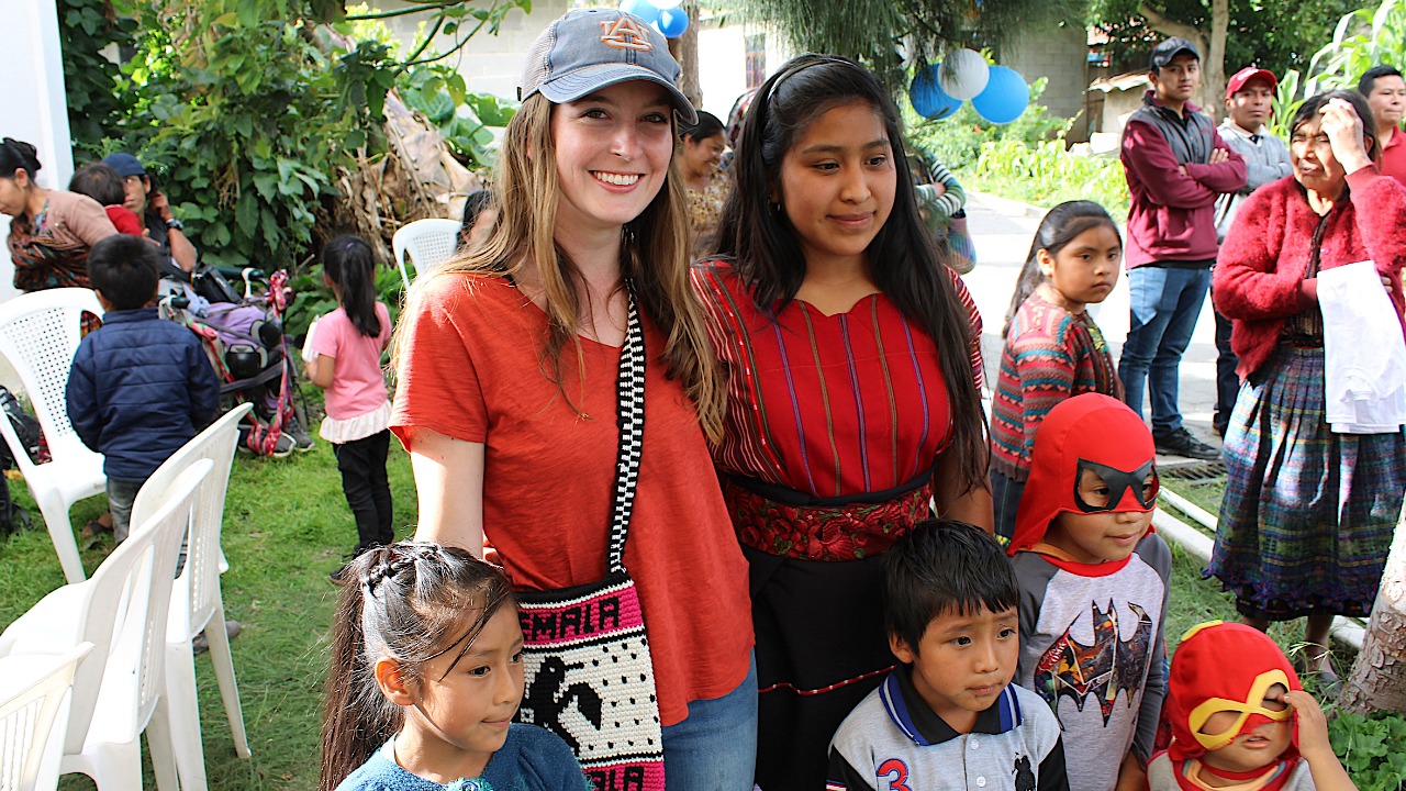 Ellie Hungerford, top left, during a trip to Guatemala with the Auburn University chapter of Engineers Without Borders. 