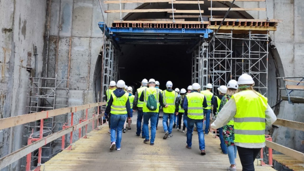 Auburn civil engineering doctoral students tour a bridge construction project during a recent trip to Poland. 
