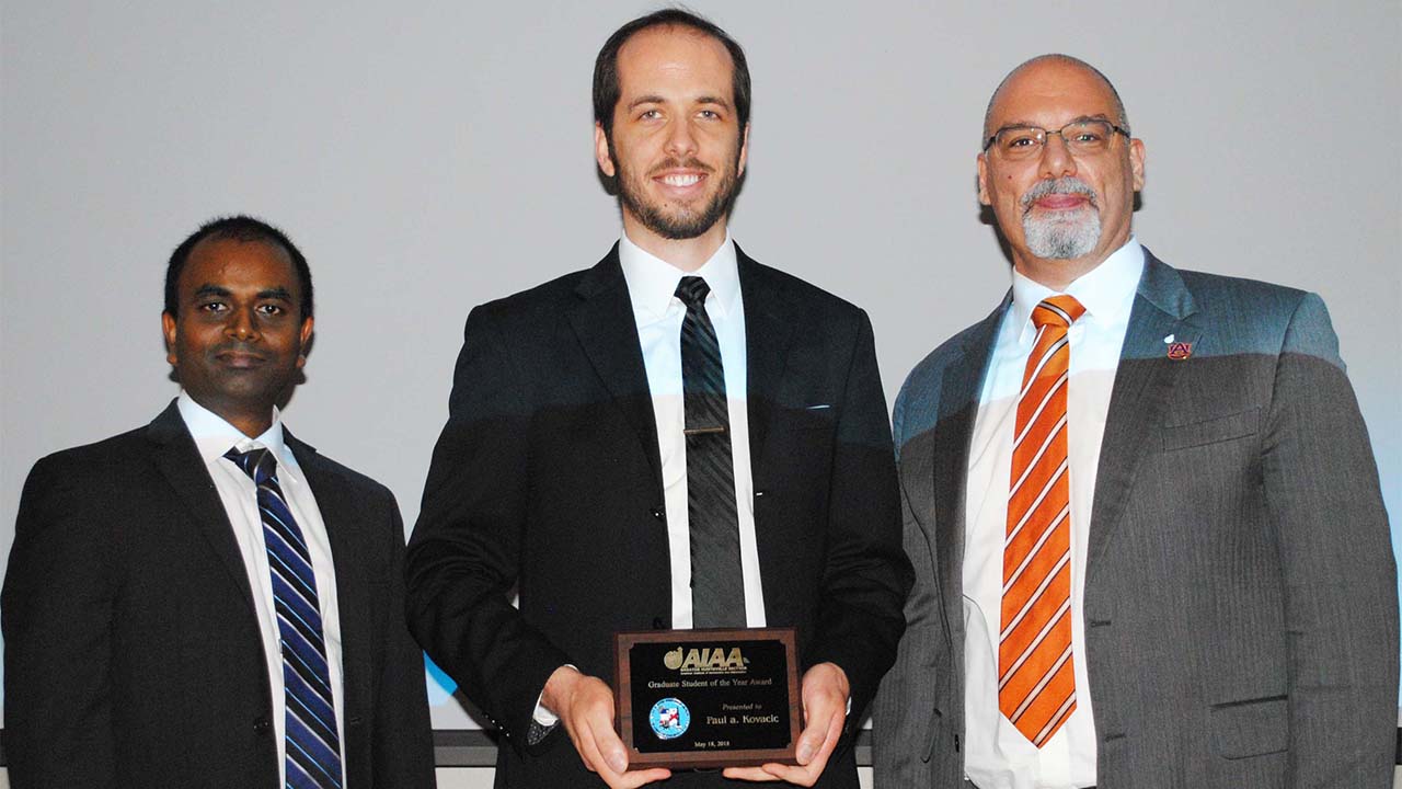 Doctoral student Paul Kovacic receives the AIAA's Graduate Student Award