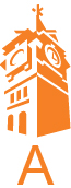 Orange tower and text
