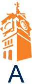 Orange tower with navy text