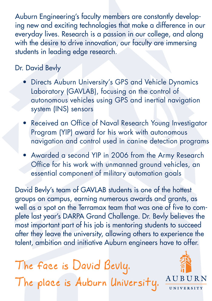 David Bevly postcard - back