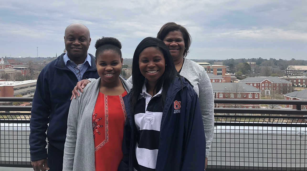 The Foster family, from left: Bernard, '92 industrial engineering, software engineering junior Adia, pharmacy student Zuri and Mendolyn, '92 electrical engineering.