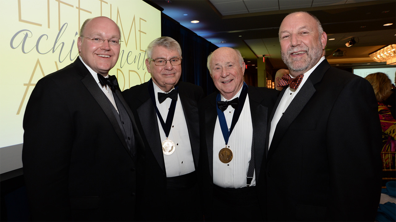 Shown from left are Dean Christopher B. Roberts, Keith King, Charles Gavin and President Steven Leath.