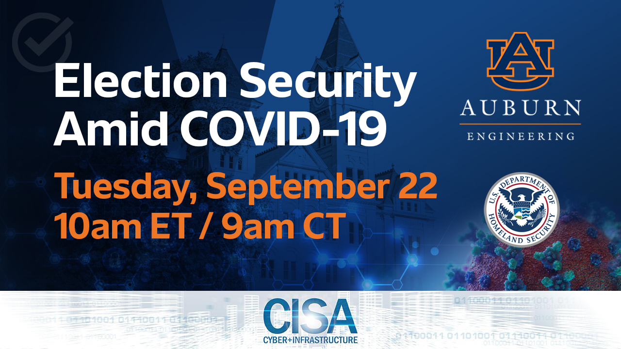 Auburn University’s McCrary Institute will host a virtual event Tuesday, Sept. 22, with special guest Matt Masterson, senior advisor for election security for the Department of Homeland Security’s Cybersecurity and Infrastructure Security Agency.