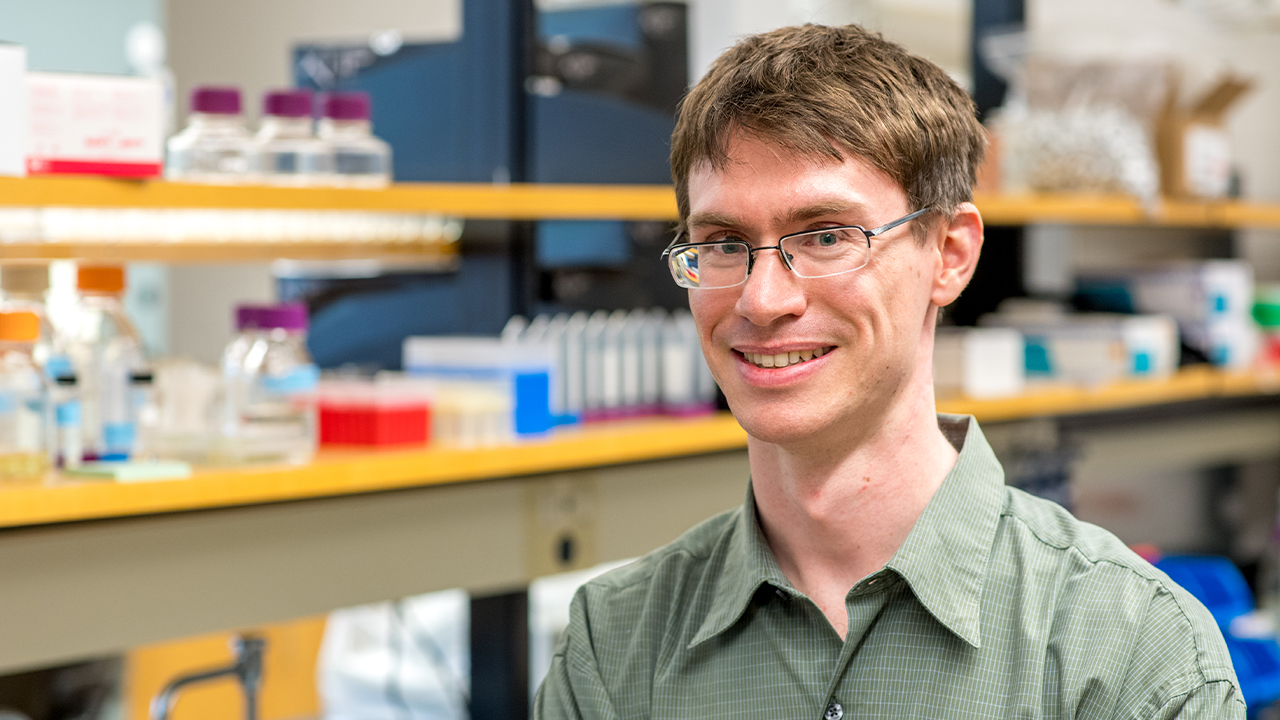 Brendan Higgins, assistant professor of biosystems engineering, in his lab.