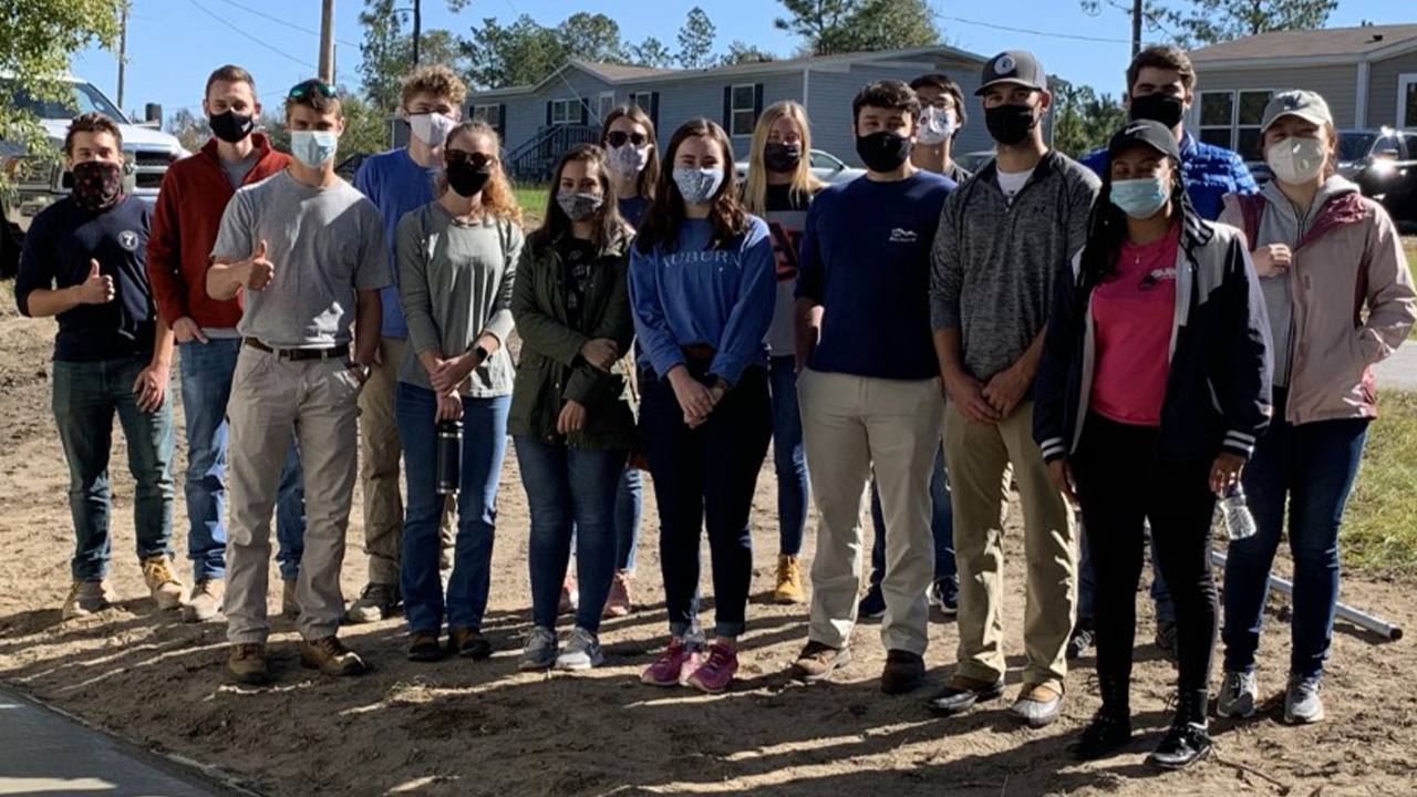 Members of Auburn's ACI student chapter pose during a 2020 service project.