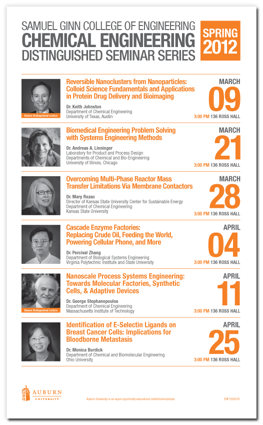 Spring 2012 Chemical Engineering Distinguished Seminar Series Poster