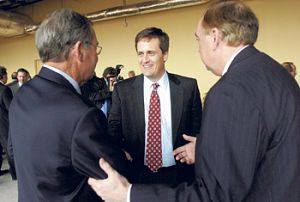 Gouge and Bundy greet