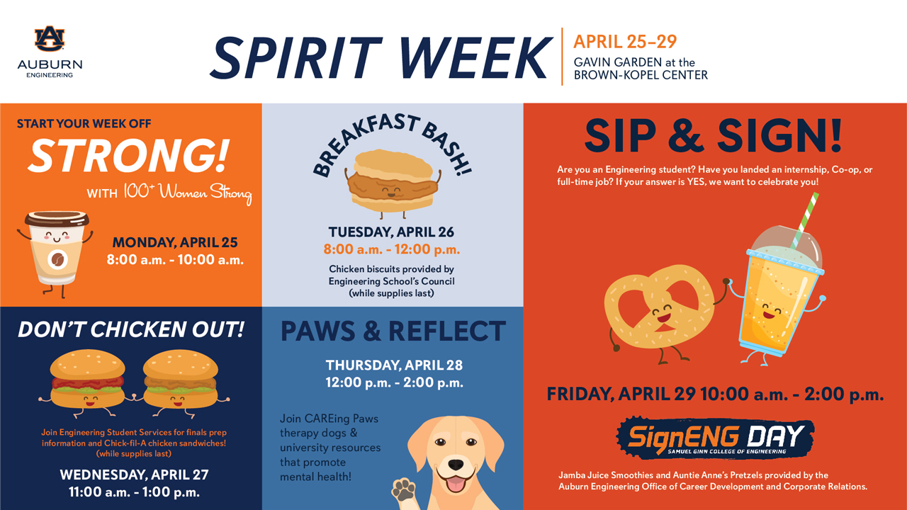 Spirit week schedule of events