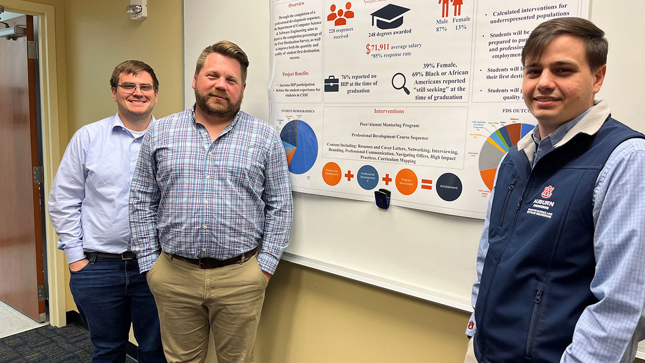 From left, CSSE Coordinator of Student Services Michael Covington, Manager of Academic Programs Clint Lovelace, and Coordinator of Student Programs Matthew Morris.