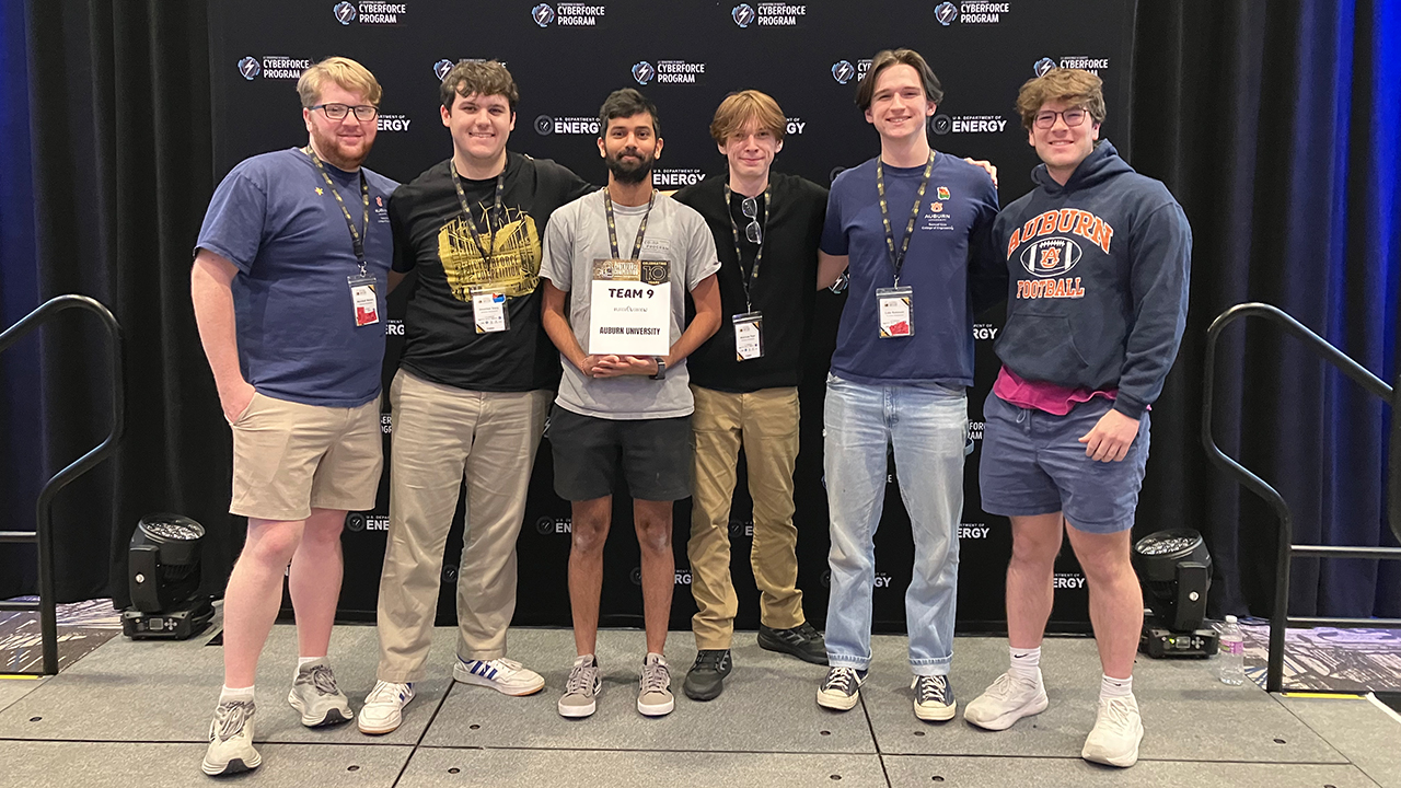 Students competing at CyberForce included, from left, Marshall Nelson, Jonathan Story, Hemant Sherawat, Matthew Pepe, Luke Robinson and Walker McGilvary.