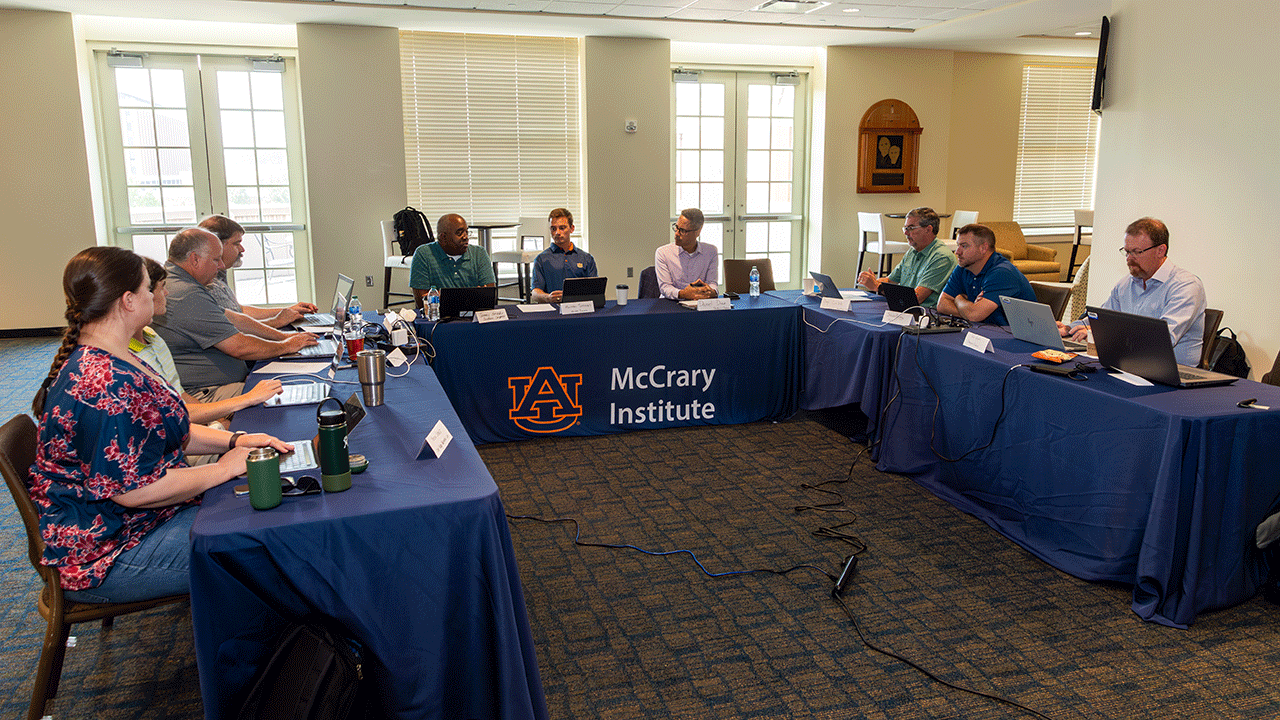 Companies and organizations represented at the July 19-20 roundtable, held inside the Shelby Center, included the McCrary Institute, Oak Ridge National Laboratory, Southern Company, American Electric Power, Dominion Resources, Duke Energy, and Tennessee Valley Authority.