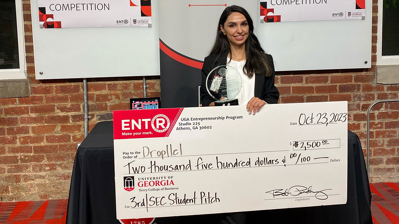 Parvin Fathi-Hafshejani won $2,500 at the SEC Student Business Pitch Competition and another $29,000 at last spring's Tiger Cage.