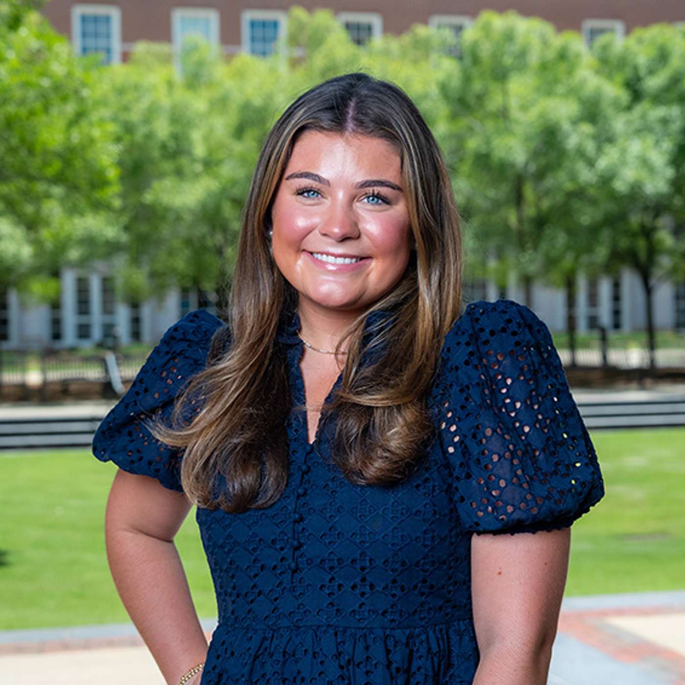 Mechanical engineering student Kathryn Baker stands outdoors on Auburn University’s campus.