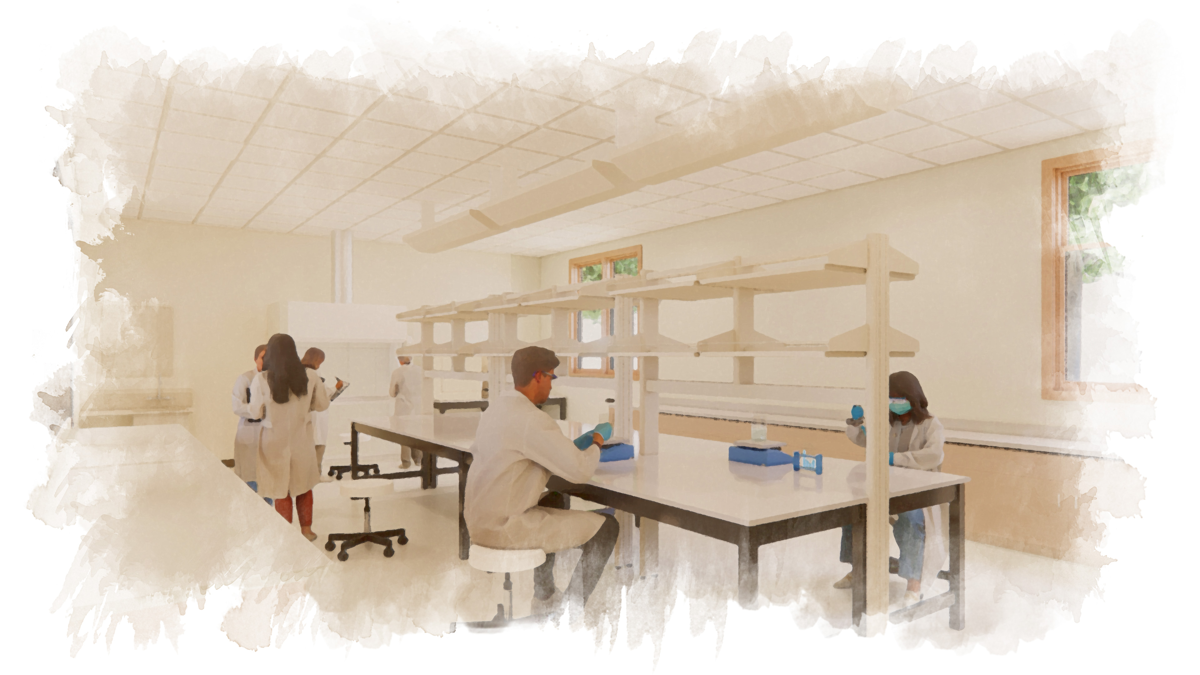 Rendering of laboratory space at the Auburn University Gulf Coast Engineering Research Station