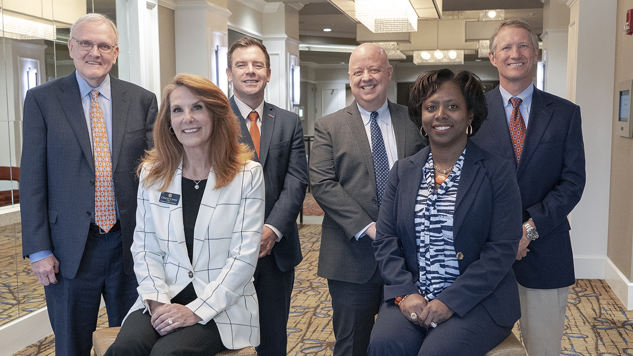 New directors and officers have been appointed to the Auburn University Foundation. Pictured are: (back left) Joseph L. Cowan, John Morris, Paul Jacobson, Patrick T. Henry, (front left) Cheryl Casey and Shirley Frazier Boulware.