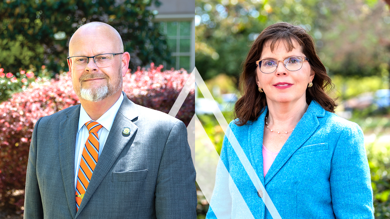 Mario Eden, dean of engineering, and Virginia Davis, Breeden Professor of chemical engineering.