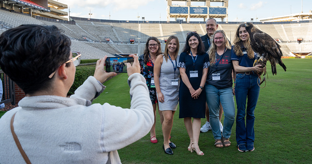 Development professionals from engineering colleges visit Jordan-Hare Stadium during the 2026 Engineering Development Forum held in Auburn.