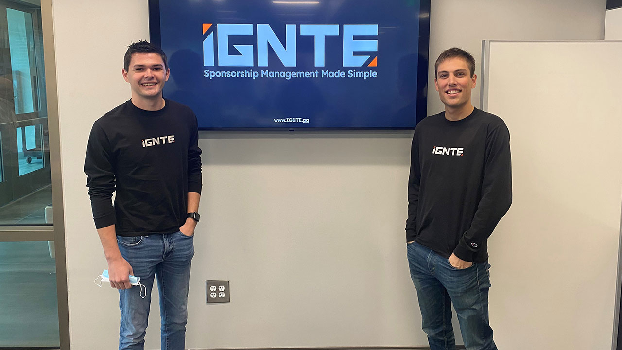 Emmett Dean (left), a 2019 CSSE graduate, and Jacob Cordero, a student in business administration, co-founded IGNTE, a platform that helps simplify showing sponsors or advertisements on live streams.