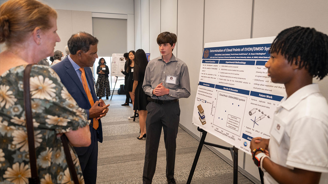 Opelika High’s Jason Constance and Aiden Stephens were among 10 area high school students who spent 10 weeks during the summer conducting research with faculty on campus.