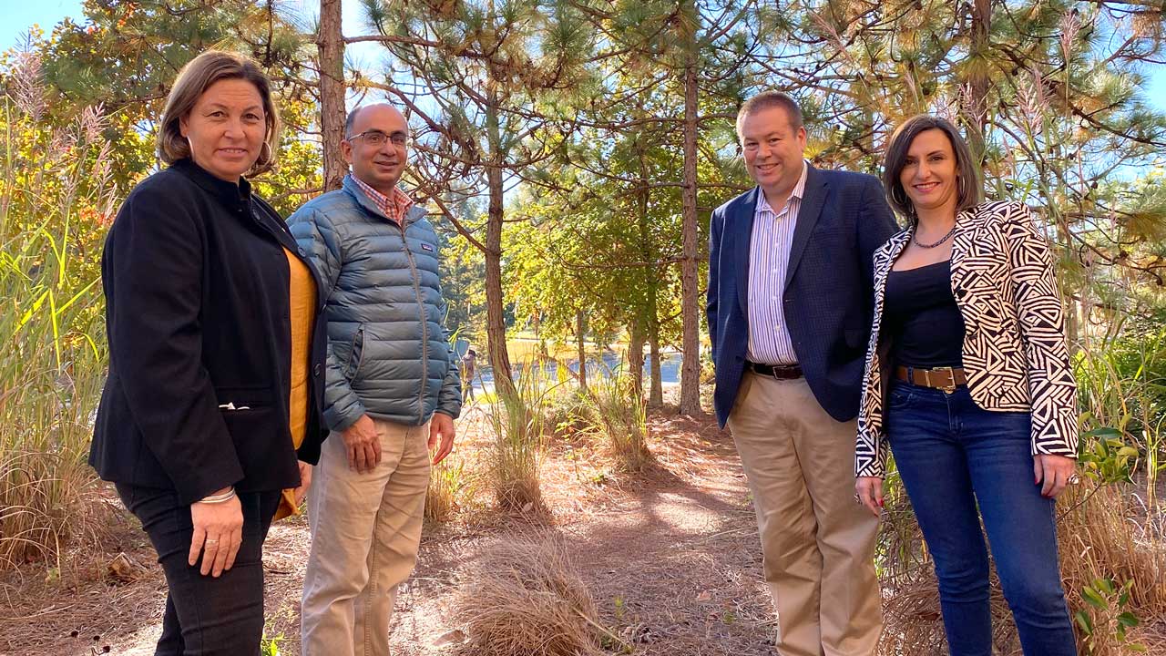 Pictured, from left, are Auburn’s lead scientists, Maria Auad of the Samuel Ginn College of Engineering, Sushil Adhikari of the College of Agriculture and Brian Via and Maria Soledad Peresin of the School of Forestry and Wildlife Sciences.