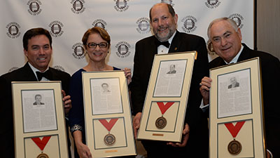State of Alabama Engineering Hall of Fame inductees (L-R) Ken Smith, '81 civil engineering; Olivia Owen, '77 civil engineering; Larry Monroe, '79 chemical engineering; and Perry Hand, '69 civil engineering.