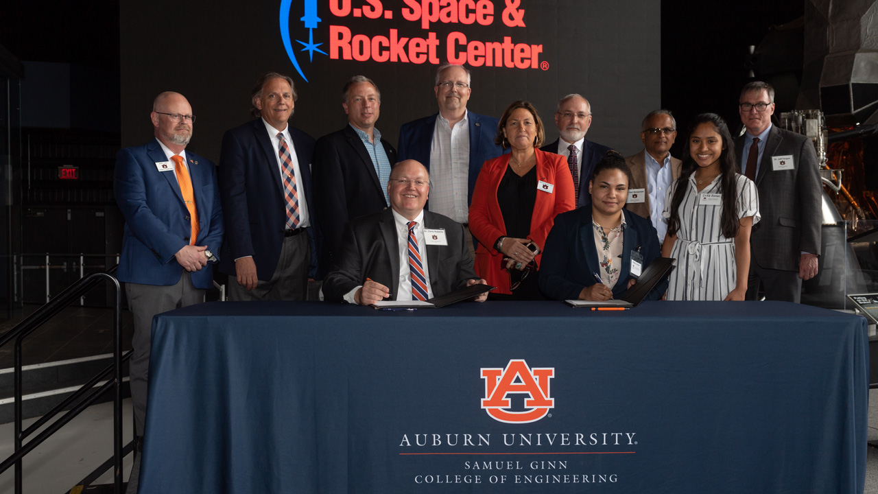 A ceremonial signing of the agreement took place at the Samuel Ginn College of Engineering Graduate Engineering Research Showcase at the U.S. Space and Rocket Center in Huntsville on March 29. 
