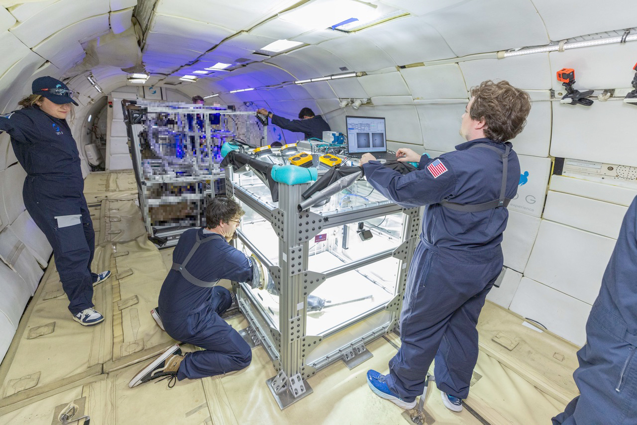 students working on a plane