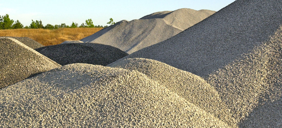 Piles of aggregate