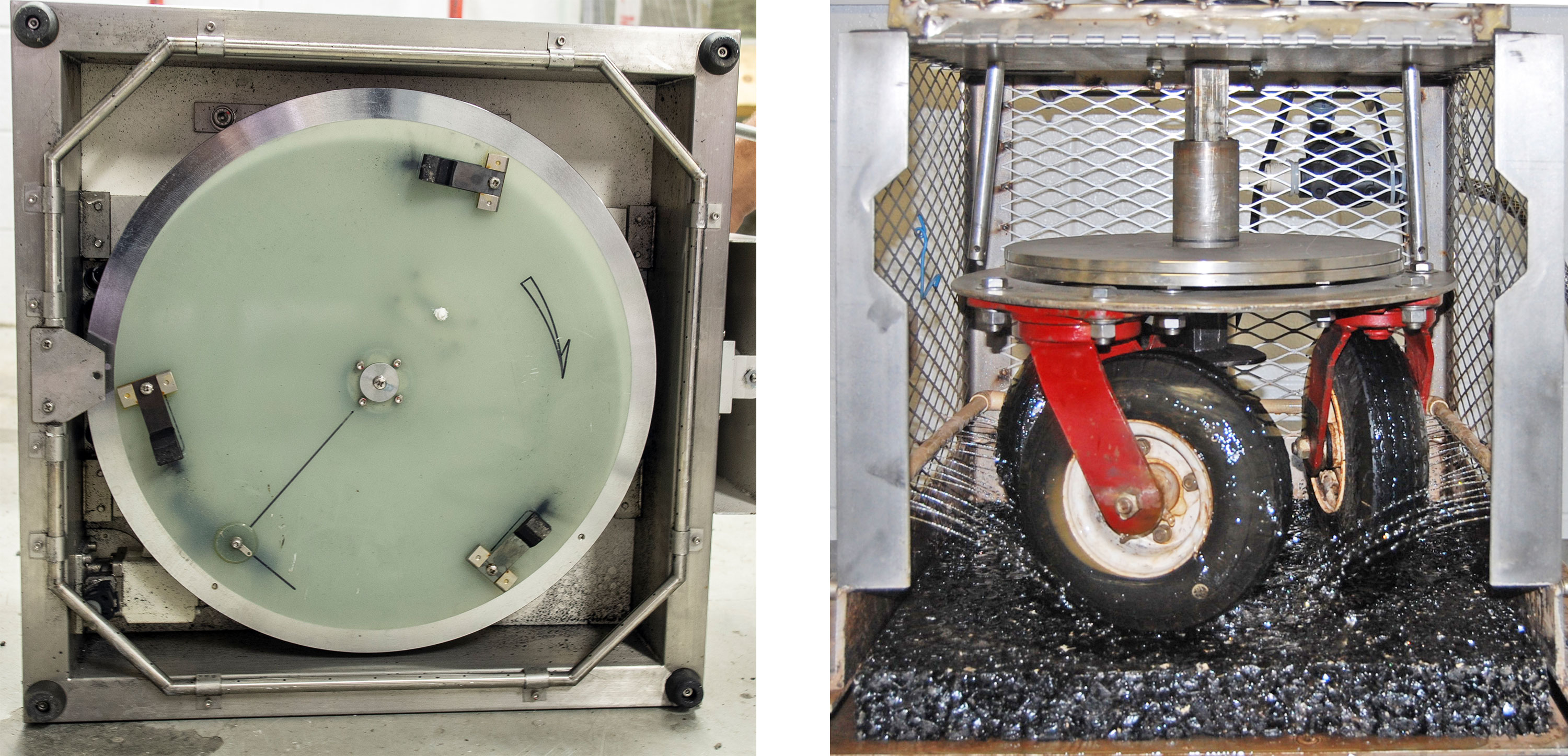 Dynamic Friction Tester (Left) and NCAT Three Wheel Polishing Device (Right)