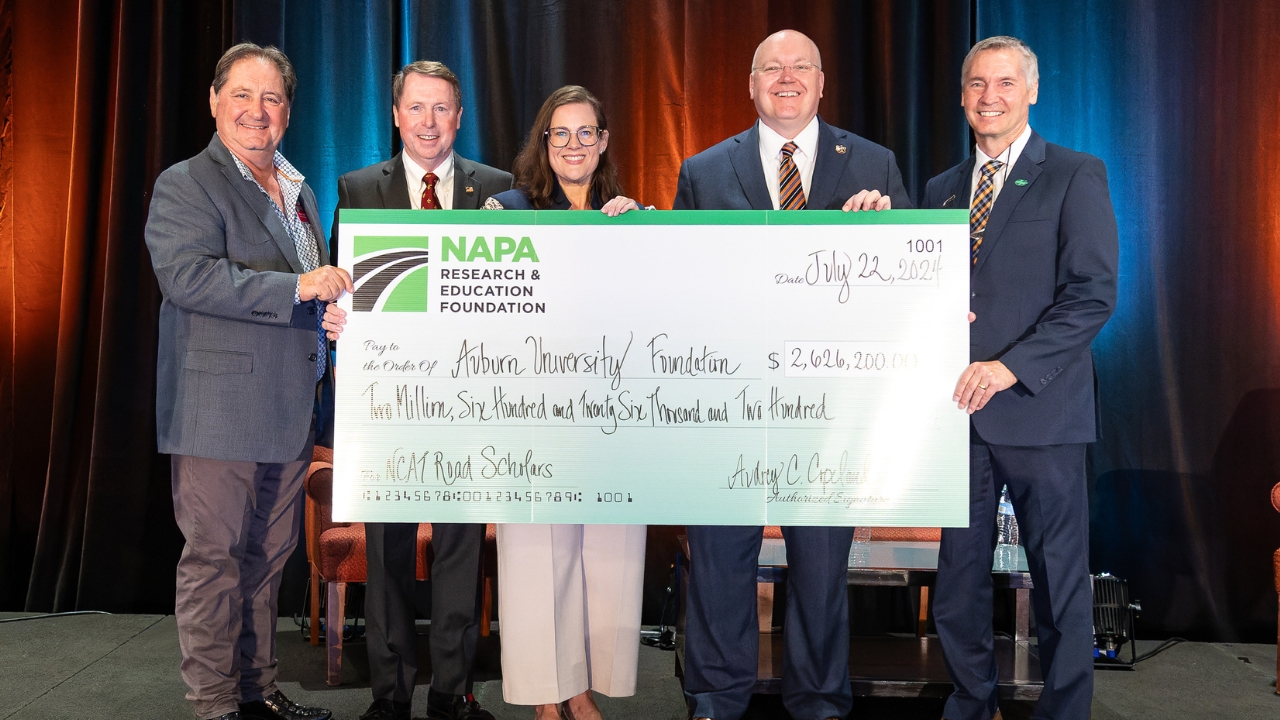 Photo by NAPA. NAPA Road Scholars Check presented to NCAT at Auburn University